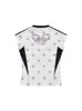 Camiseta de Manga Corta sin Mangas con Cuello en V y Estampado de Cachorros de Lunares Estilo Americano para Mujer, Crop Top Deportivo Ajustado Verano 2026