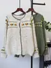 Novo Suéter Cardigan de Tricô Fair Isle Retrô Outono/Inverno 2026 Estilo Coreano Caimento Solto Gola Redonda Cardigan de Tricô Macio para Mulheres