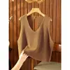 Colete de malha de algodão curto e solto para outono e inverno, com amarração, para emagrecer, adequado para usar sobre camisas