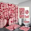 Suministro Directo de Fábrica Cortina Divisoria para Baño Blackout Flor de Ciruelo Sauce Juego de Cuatro Piezas Impermeable Antideslizante para Ducha Personalizable