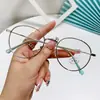 Armazón Metálico Redondo Anti-Luz Azul para Miopía de Mujer Moda Coreana Tendencia Estudiante Gafas para Miopía Gafas Terminadas