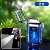 TH-618 encendedor de arco transparente con carcasa impermeable, pantalla digital de pulso electrónico, linterna de iluminación, carga, encendedor de arco