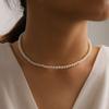 Collar de Perlas de Moda Simple Personalizado Cadena Clavicular Colgante de Perlas Cadena para Suéter Joyería Transfronteriza Temperamento Exquisito y Elegante