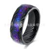 Anillo de Acero Inoxidable para Hombre de 8 mm con Personalidad Europea y Americana, Patrón de Martillo Masteel Resistente a la Corrosión, Anillo de Boda Galvanizado con Grava Morada