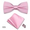 Gravata Borboleta Listrada Cor Sólida Abotoaduras Quadrado Quadrado Terno de 3 Peças Banquete de Casamento Acessórios de Vestuário Masculino vermelho vinho Gravata