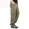 Calça Cargo Multibolsos Masculina de Algodão Respirável Casual para Uso Externo Resistente ao Desgaste Tática Tamanho Grande Calças de Comércio Exterior