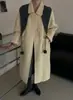 Casaco de cashmere dupla face para mulheres, novo estilo outono/inverno, longo, elegante, com gola boneca, corte solto e xale removível