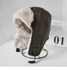 Chapéu Masculino e Feminino Outono e Inverno Chapéu Lei Feng Veludo Espessado Proteção para Orelhas Quente Estilo Aviador À Prova de Vento Frio Carta Chapéu para Ciclismo