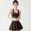 Conjunto de Saia-Shorts Fitness Estilo Coreano para Tênis com Bojo embutido, Sutiã Esportivo, Shorts de Segurança Embutidos, Saia para Golf, Yoga