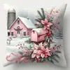 Funda de Cojín Decorativo Papá Noel Muñeco de Nieve Reno Impresa por un Lado para Navidad Invierno Sala de Estar Sofá Dormitorio