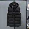 Chaleco para Hombre para Otoño e Invierno, Chaqueta sin Mangas con Capucha, Top Casual Versátil, Chaleco de Algodón de Color Sólido Talla Grande