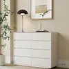Gabinete de Estilo Crema con Cinco o Seis Cajones Madera Maciza Pintura Blanca Lujo Ligero Moderno Simple Gabinete de Almacenamiento Almacenamiento para Dormitorio Mesita de Noche