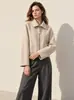 Abrigo de Cachemira Estilo Coreano Otoño/Invierno 2026 para Figuras Petites, Elegante Chaqueta de Solapa para Commuter con Mezcla de Lana de Oveja