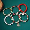 Joyería Transfronteriza Europea y Americana Navidad Moda Alta Gama Letras Rojas, Blancas y Verdes Arcilla Polimérica Suave Pulsera de Cuentas para Mujer Joyería para la Mano