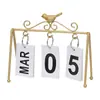 Calendario de Hojas Nórdico Clásico Decoración de Escritorio para el Hogar Arte de Hierro Calendario Simple de Pájaros Regalo Creativo para Fiestas