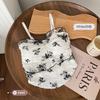 Chaleco de Malla de Seda Helada Estilo Hepburn Vintage Floral con Tirantes Finos y Almohadilla para el Pecho Ropa Exterior Estilo Spice Girl Top sin Mangas de Deseo Puro para Mujer