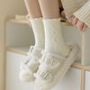 Calcetines de terciopelo cálidos para mujer, calcetines gruesos para dormir con forro polar, calcetines de suelo para otoño e invierno, calcetines de dormir de invierno para adultos, calcetines Moon
