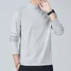Ropa Interior para Hombre de Cuello Alto Otoño 2023 Camiseta de Manga Larga de Color Sólido Ropa de Otoño Camiseta Camisa Base Ropa Superior