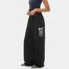 Calça Casual Esportiva Estampada Retro Americana SYRI para Homens e Mulheres Preguiçosa Solta Perna Larga Caimento Versátil Calça de Moletom