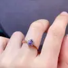 Anillo de Tanzanita Natural con Color de Fuego Brillante, Incrustación Fina de Plata 925, Piedra Principal 4*5mm Tanzanita Natural, Soporta Inspección
