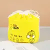 Bolsa com Cordão de Toalha Macia de Algodão, Bolsa com Cordão Descartável para Rosto, Bolsa de Embalagem com Fita de Cordão de Plástico, Semitransparente
