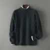 Suéter de Lã 100% Pura de Luxo para Homens, Estilo Outono e Inverno, Gola Redonda, Tricô Solto, Pulôver Casual, Engrossado