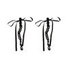 Pendientes Largos de Borla de Perlas con Lazo de Cinta Dulce de Super Hada para Mujer, Moda Elegante, Sentido del Diseño de Nicho, Joyería para la Oreja