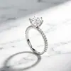 Anillo Tonglin Clásico de Plata de Ley con Zircón de Seis Garras, Anillo Sencillo y de Moda de Plata de Ley S925 para Mujer, Anillo de Compromiso y Propuesta para Mujer