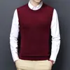 Chaleco de Punto sin Mangas para Hombres de Mediana Edad 2026, Chaleco Sencillo de Color Sólido con Cuello Redondo para Otoño e Invierno para Hombres