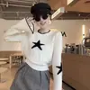Top de Punto con Manga de Campana y Estrella de Cinco Puntas Estilo Coreano para Mujer Nuevo de Moda Temperamento Reductor de Edad Nicho Versátil para Mujer