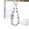 Pulsera de Perlas de Cristal Lujosa y de Alta Gama Muñeca Cuerda Corta Lanyard con Clip Funda para Teléfono Móvil Llavero Colgante Trendy