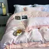 Conjunto de Verão de Seda de Gelo de Quatro Peças Cobertor de Lavagem Leve de Luxo de Verão Lençol de Cama Roupa de Cama de Três Peças para Dormitório de Estudante