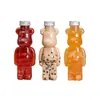 Taza de té con leche de oso violento rojo neto de 400 ml y 500 ml, venta al por mayor, bebida, jugo, botella de plástico PET transparente de grado alimenticio