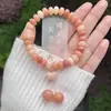 Pulsera de Raíz de Bodhi Rosa y Morada Más Vendida en Transmisión en Vivo con Cuentas de Ábaco Flor de Ciruelo, Joyería de Estilo Chino Nuevo de Doble Círculo, Pulsera de Amistad para Mujeres, Al por Mayor