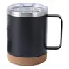 Copo de Escritório Transfronteiriço de Aço Inoxidável 304 com Base de Cortiça Garrafa Térmica Caneca 12oz/16oz Caneca com Alça para Vinho Tinto
