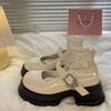 Zapatos de cuero pequeños con cabeza redonda y diseño de celebridades de Internet para mujer, 2024, nuevos, con tacón grueso y suela gruesa, estilo japonés JK Mary Jane para niños.