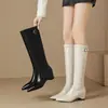 Artículo popular de comercio exterior: Botas casuales de tacón alto para mujer para otoño e invierno con 5 cm de aumento de altura interna, color liso, versátiles, de punta fina, de moda, minimalistas