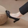 Sapatos Profissionais de Salto Alto com Salto Grosso, Estilo Chanel, Bico Quadrado, Lançamento Primavera e Outono 2026, Elegantes, Decotados, Estilo Francês, com Strass, Cor Preta