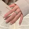 Anillo de Fila Completa de Diamantes Cuadrados Chapado en Oro Real Libro Rojo Pequeño Anillo de Alto Grado de Nicho Anillo de Dedo de Lujo Ligero para Mujer Dropshipping
