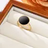 Estilo Coreano Nueva Moda Anillo Redondo Negro con Mariposa y Corazón para Mujer Tendencia Acero de Titanio Chapado en Oro Joyería Venta al por Mayor desde Fabricante