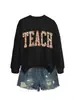Amazon eBay sitio independiente estilo casual para mujer teach flor de azahar flor roja cuello redondo manga larga sudadera camisa base