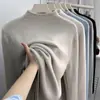 Suéter de algodón suave con forro polar, camisa base de cuello alto medio para mujer, otoño e invierno, grueso, de una pieza, de terciopelo, suave, de color sólido, de punto, cálido.