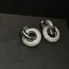 Brincos de Argola Europeus e Americanos para Indústria Pesada com Zircônia Microincrustada, Tachos de Orelha, Luxo Acessível, Estilo Cool, Elegante de Nicho, Joia de Orelha Única para Dois Usos