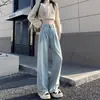 Jeans rectos de estilo coreano para mujer, nueva colección primavera 2026, de tiro alto, corte holgado, efecto adelgazante, con diseño plisado y estilo recto hasta el suelo