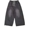 Jeans de pierna ancha para hombre de talla grande, pantalones holgados de pierna recta, pantalones harem, marca de moda, peto, moda coreana