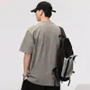 Camiseta de manga corta para hombre, estilo fino de verano 2026, manga media sólida pesada, corte holgado, camiseta base de tacto fresco