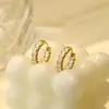 Pendientes de Aro de Acero Inoxidable 316 con Circonita de Venta Caliente Transfronteriza para Mujer, Oro de 18K que No se Desvanece, Lujo Ligero, Pendientes Elegantes y de Alta Gama