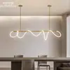 Minimalista Elegante Barra Tubo Longo Luz de Linha Envolvida Criativo Designer Restaurante Arte Luz de Nota Lustre de Mesa de Jantar