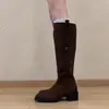 Estilo Maillard 2026 nuevo estilo coreano ajustado moderno cremallera lateral para mujer estilo británico no por encima de la rodilla botas largas de otoño para mujer