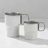 Taza de Café de Alto Valor con Impresión de Logo a Color Personalizada Taza de Exterior de una Sola Capa con Asa Taza de Agua de Acero Inoxidable 304 Taza Promocional
